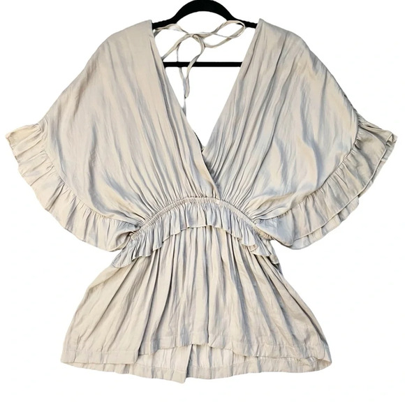 Mustard Seed Tops - NWT Mustard Seed Satin Ruffle Sleeve Blouse